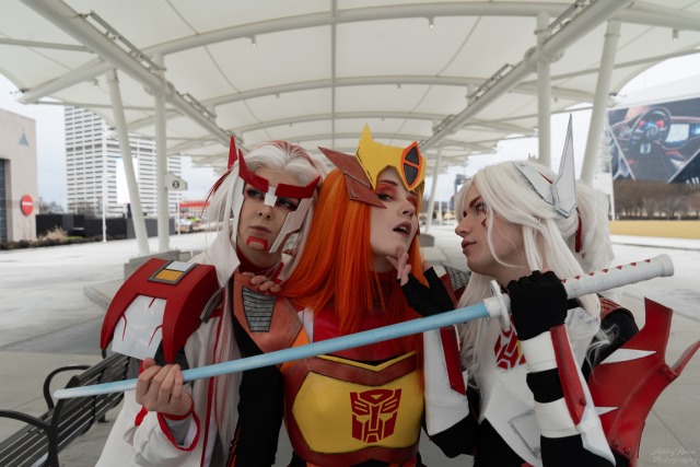 ✨Star Crossed✨
Rodimus is me, Drift is , and Rachet is  (insta) shot at ATL comic con 