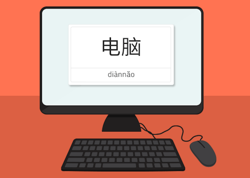 电脑 - diànnăo // Computer键盘 - jiànpán // Keyboard鼠标 - shŭbiāo // Mouse