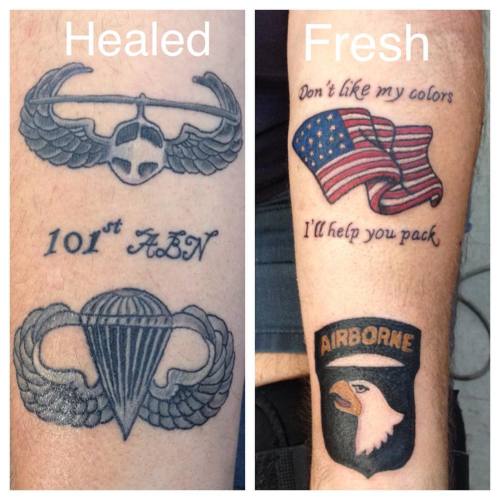 Had the privilege of doing these tattoos today. I did the others about a month ago #militarytattoo #