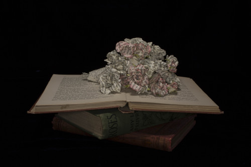 ‘Rose Tinted’Book SculptureWire, Wadding, Watercolour & Vintage Books