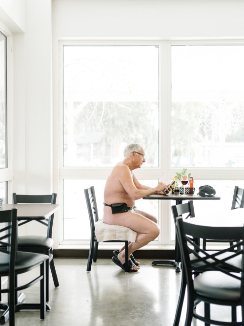 Nude cooking and dining at Lake Como Resort in Lutz, Florida, for The New York Times