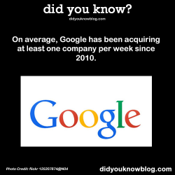 did-you-kno:  On average, Google has been acquiring at least one company per week since 2010. Source 