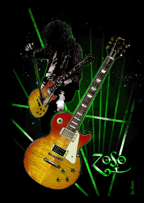  Finished some work off recently and did a quick Jimmy Page illustration to go with the Gibson Les P