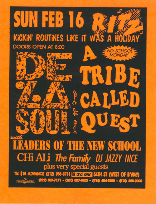 De La Soul & A Tribe Called Quest @ Ritz - February 16, 1992 #FlyerFriday