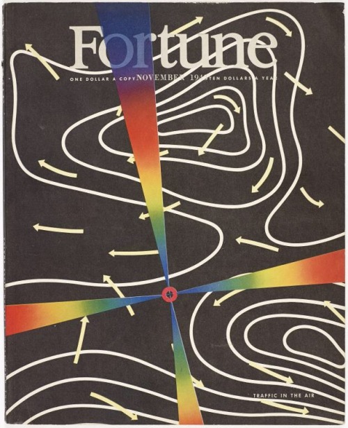 Herbert Bayer, cover and infographics Air Traffic control / Fortune magazine, November 1943. Wolfson