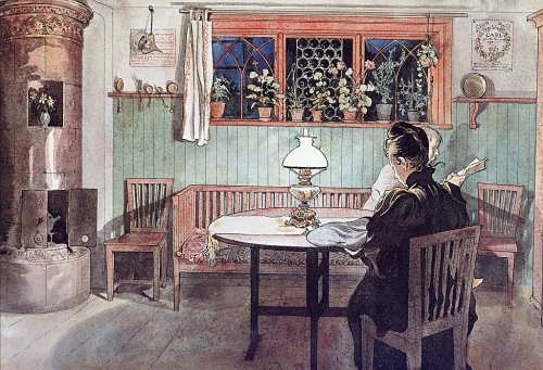 carl-larsson:When the Children have Gone to Bed, 1895, Carl LarssonMedium: watercolor,paper