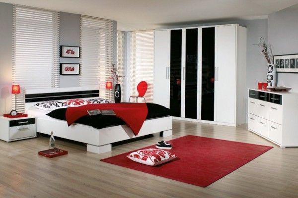 Red white and black bedroom ideas