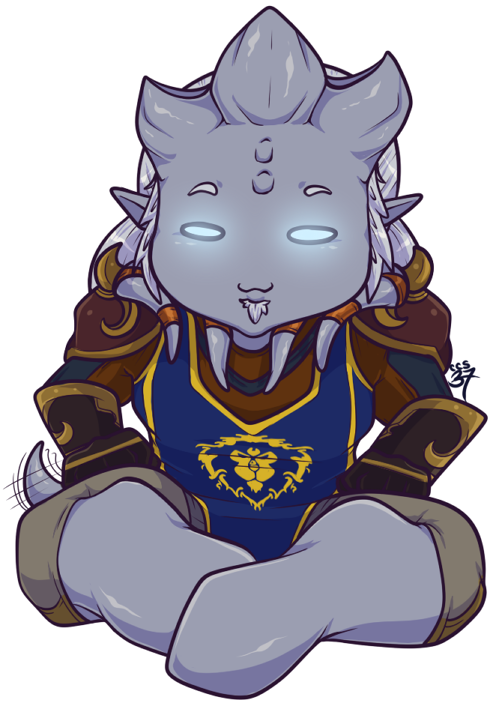 Chibi commissions for Kamika-Z of his wife’s Draenei, Seyna, and his Draenei, Kazae