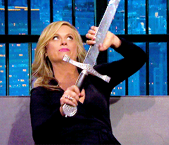 bethablackwood:  George R.R. Martin Knights Seth Meyers…with help from Amy Poehler