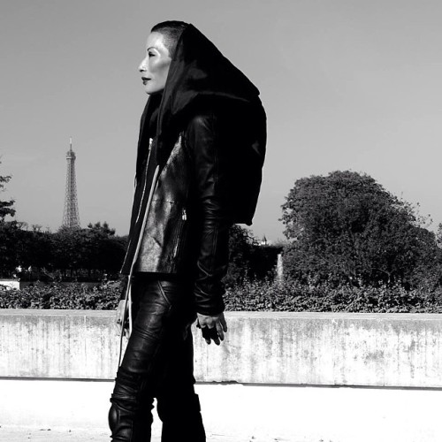 UNE MOMENT | PARIS. The lovely Hwaja in Paris wearing Rick Owens and Ruby+Prankstar. #paris #parisfa