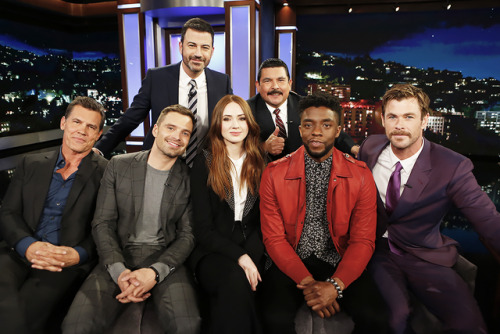 carpetdiem:Josh Brolin, Sebastian Stan, Karen Gillan, Chadwick Boseman and Chris Hemsworthattend the