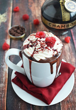 greatfoods:  Boozy Raspberry Hot Chocolate—