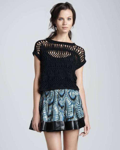 Printed Pleated Skirt, Blue/Multicolor