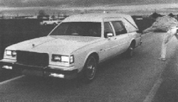 luciferlaughs:  The funeral car containing Ted Bundy’s remains after his execution. 