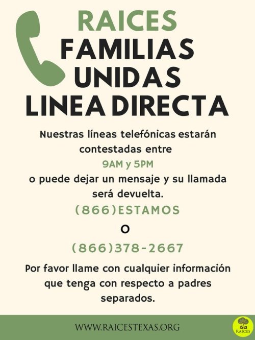 @RAICESTEXAS is launching a “National Families Together” hotline to try and help unite s