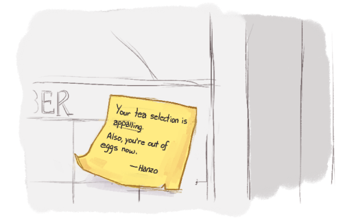 tarahana: au where mccree and genji live together and hanzo crashes at their place sometimes and is 