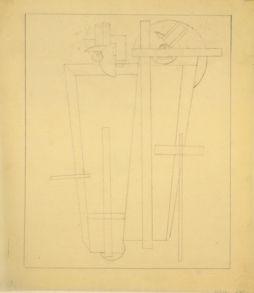 El Lissitzky, study for Gravediggers and final result, 1923. Van Abbemuseum, 8 meters high statue af