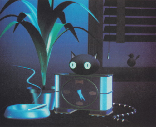 palmandlaser:From Creative Computer Graphics (1984)Cat Clock. Glen Entis, Pacific Data Image, 1983.