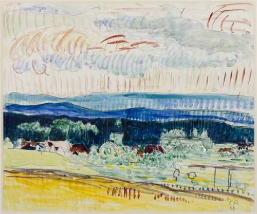 artist-amiet:Landscape from the Jura Mountains, Cuno Amiet, 1924, Tatedate inscribed Presented by Mr