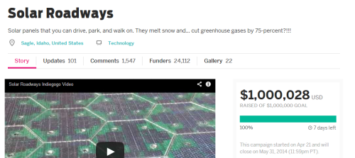 spinning-moon: bckvbrns: GUYS GUYS WE DID IT SOLAR ROADWAYS HAS MET THEIR GOAL! SOLAR FOCKIN’ 