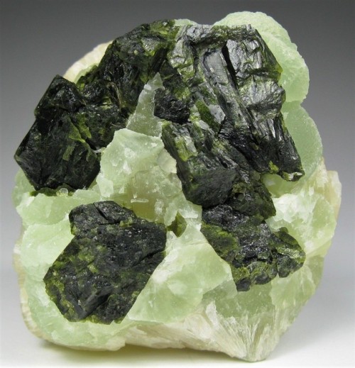 Stellerite-Stilbite on Prehnite with Epidote - Kayes Region, Mali
