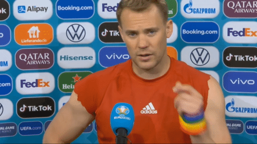 Manuel Neuer Subtly Waving His Pride Rainbow Band Around During The Post-game Interview Of Hungary Vs.
