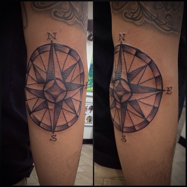 Elbow Tattoo Compass