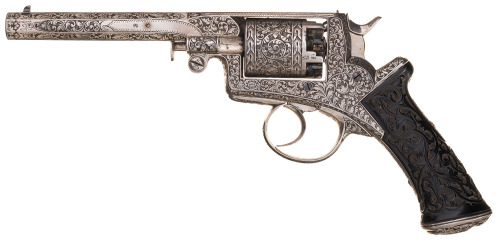 Cased and engraved Adam’ Model 1851 percussion double action revolver  produced by the Pirot Brother