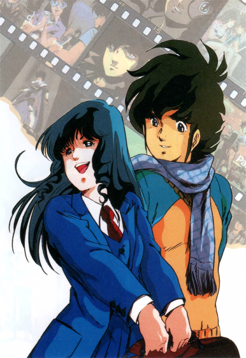 animarchive:    Macross - Lynn Minmay and Hikaru illustrated by Haruhiko Mikimoto (Cellu Works, 1991)  