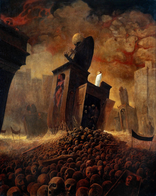 Zdzisław Beksiński (Polish, 1929-2005, b. Sanok, Poland) - Untitled (AF73), 1973, Paintings: Oil on 