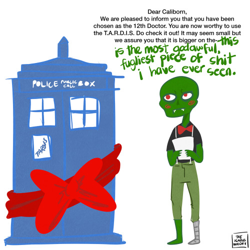 Because Galifreyans don’t know shit like they should all just go home and change their race to Califrey because the Lord of Time is schooling all of them in arts and crafts. Aesthetics, bitches. Aesthetics.  Caliborn being the 12th Doctor will