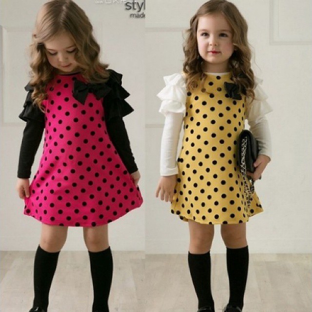 Blue and white polka dot dress girls