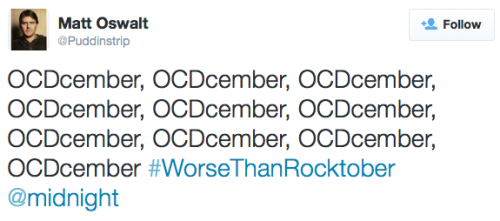 comedycentral:  Which of these #WorseThanRocktober tweets is the NovemBest? Watch tonight’s new @midnight and find out.