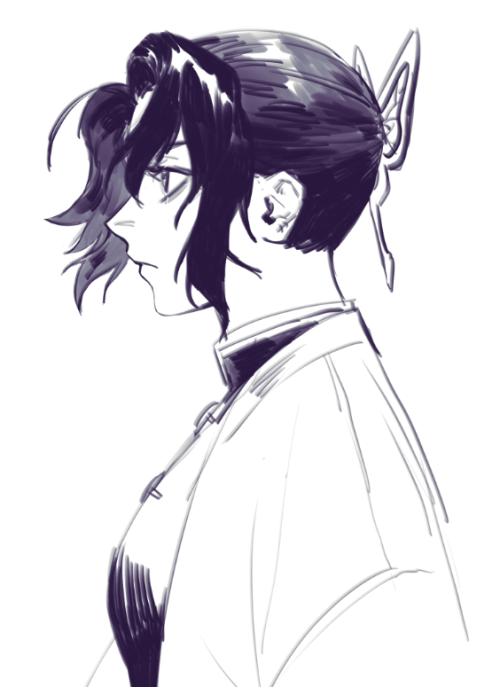 [ID: Demon Slayer Fanart. First, Shinobu Is Seen In Profile With A Dark Expression. Second, Mitsuri Is
