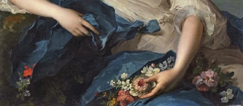 therepublicofletters: Details of paintings of women in blue by Jean-Marc Nattier (½)