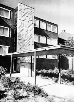germanpostwarmodern:One of two Apartment Buildings (1960) in Münster, Germany, by Harald Deilmann
