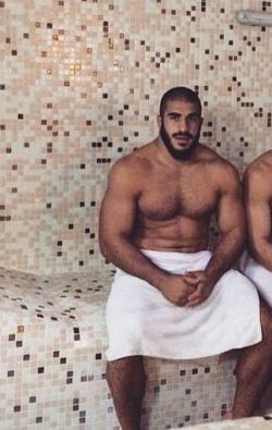 Stratisxx:  Imagine Running Into This Arab Beast Down At The Sauna.  He Would Destroy