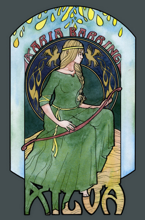 lena-fekhner: The Witcher (art nouveau set)Geralt, Ciri, Yen, Dandelion, Vilgefortz, Milva, Cahir, A