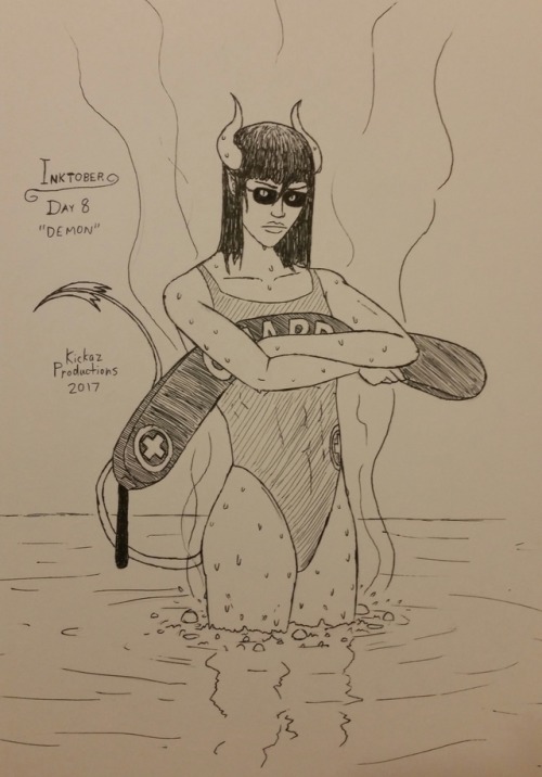 Inktober Day 8 - DemonAlayna is a demon, and a lifeguard! Presumably the temperature of her skin is 