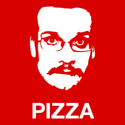 edwardspoonhands:  This is the original Pizza John designed by Valerie2776. He stares from the closets and torsos of thousands of people. Every year, as winter approaches…we excitedly await a little thing known as Pizzamas, in which this face takes