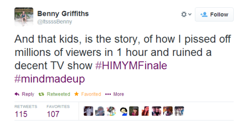 jonerysthrones: The best tweets about HIMYM Series Finale.