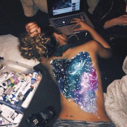 23strongerthanyou:  lovel-ylesbian:  lavieenrose-xx: Literally want this SO BAD  “take your top off, i want to paint the universe on your back”   This would be a lovely date.