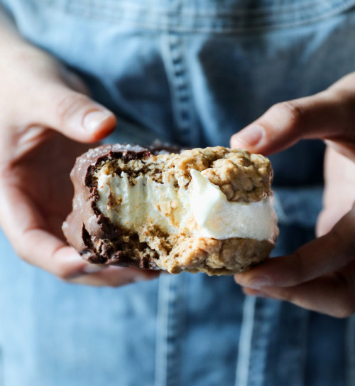 foodffs: Chocolate-Dipped Oatmeal Cookie Ice Cream Sammies Follow for recipes Is this how you roll?