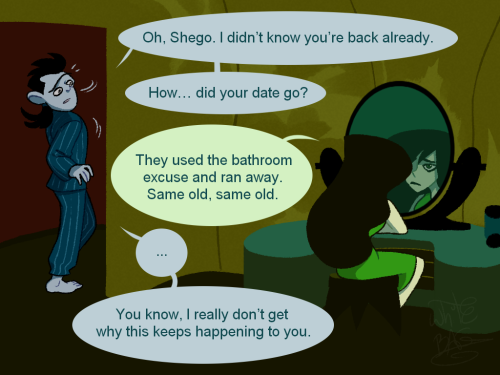 ask-whitebag:Flirting with a lonely, lonely woman.This is a sort of sequel to this. Shego knows… a s