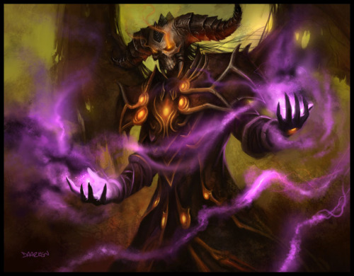 farstrider-retreat:  faustuszero:World of Warcraft - Corvus Promaethon by daarken.From the Fields of Honor TCG Set.