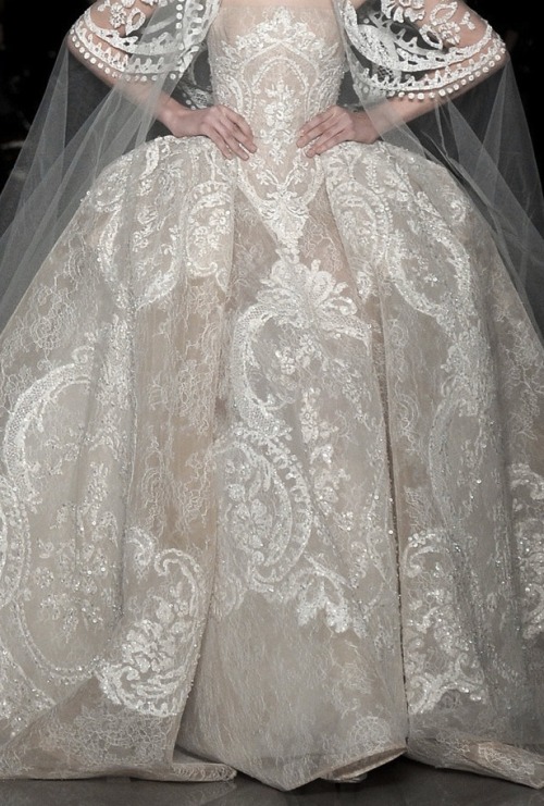 foundbyfleurette:Agata Rudko in the bridal dress for Elie Saab Couture S/S ‘13