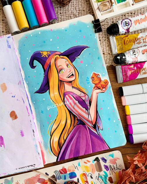 luztapiaart:Day 13: Tangled. My version of Rapunzel as a witch! Stay tunned because I will do my fav