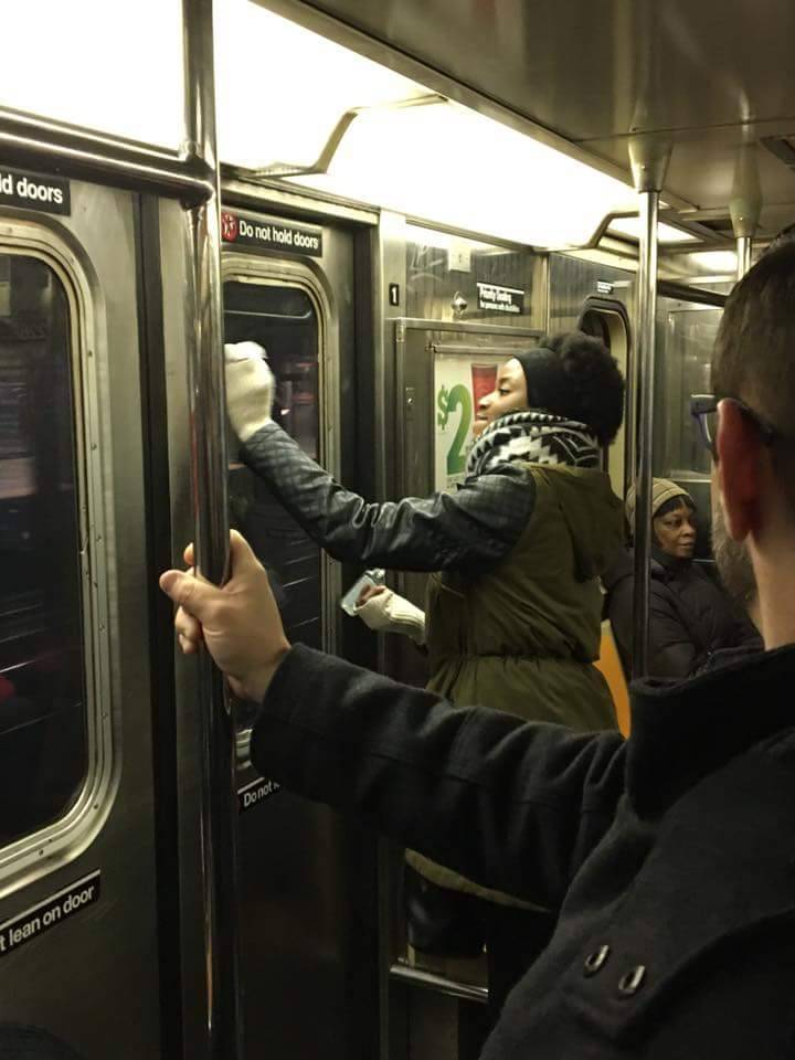 sixpenceee:  Manhattan subway gets covered in Swastikas on every advertisement. One