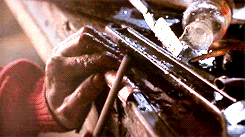 nostlaco:  “The idea behind the glove was a practical one on Wes Craven’s part, as he wanted to give the character a unique weapon, but also something that could be made cheaply and wouldn’t be difficult to use or transport. At the time, he