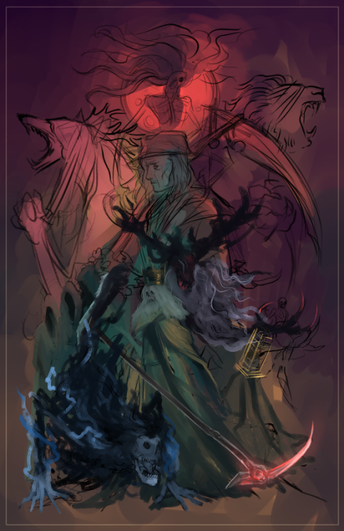 WIPs of stuff I’ve been working on/been meaning to finish ;3;- Update on one of my Bloodborne art- O